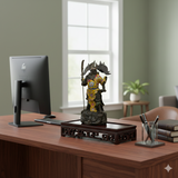 Dark Brown Stained Oriental Geometric Rectangular Display Table Stand GB246S