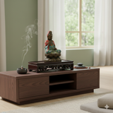 Dark Brown Stained Oriental Geometric Rectangular Display Table Stand GB246S