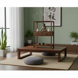 Chinese Brown Stain Wood Rectangular Small Curio Display Stand GB250S