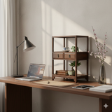 Chinese Brown Stain Wood Rectangular Small Curio Display Stand GB250S