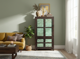 Chinese Distressed Turquoise Brown Large Armoire Wardrobe Cabinet GB320S