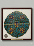 Set Turquoise Enamel Cloisonne Flower Shape Metal Decor Plaque Art GB348S
