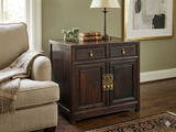 Vintage Brown Wood Patina Deep Wide Side End Table Nightstand Cabinet GB622AS