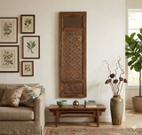 Vintage Restored Relief Floral Motif Rectangular Wood Wall Panel GB628S A
