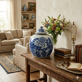 Oriental Blue White Big Flower Porcelain Large Ginger Jar GB631S / gb578