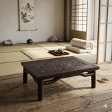 Brown Oriental Round Legs Dragon Motif Rectangular Display Table Stand GB638S /gb585