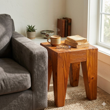 Natural Raw Blocky Wood Rough Pattern Bold Square Stool Table cs7246S