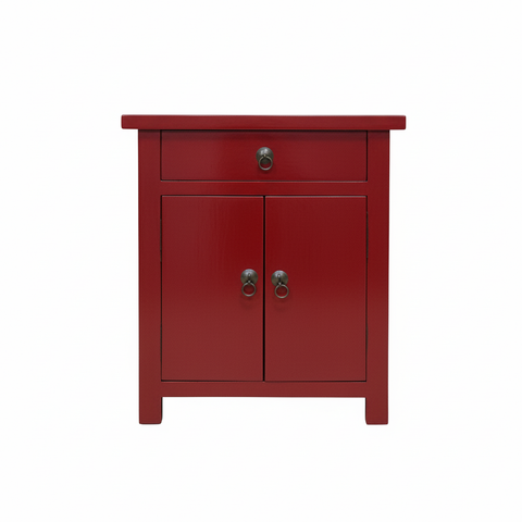 Chinese Distressed Red Simple Drawer End Table Nightstand ws4580S - sunrise red