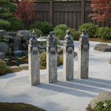 Chinese Set Gray Black Stone Fengshui Four Symbols Slim Pole Statue cs7648S