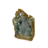 Natural Jade Stone Kwan Yin Tara Buddha Statue – Chinese Bodhisattva Sculpture ws3249S