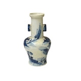 Authentic look blue and white porcelain vase with matte finish