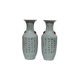 Oriental Famille Rose Porcelain Vase Pair with People Scene