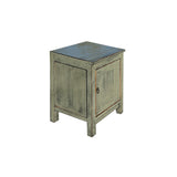 Oriental Distressed Light Gray 1 Door End Table Nightstand Chest ws4396S