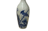 Asian Style Blue and White Porcelain Vase Bird Motif Tall Slim Neck Decorative Ceramic