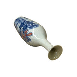 Tall Slim Neck Porcelain Vase Blue and White Bird Scene Handcrafted Oriental Ceramic Vase