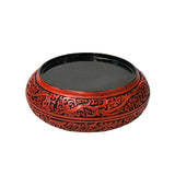 Hand Craft Vintage Chinese Red Lacquer Round Floral Carving Accent Box ws4406S
