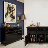 Handmade Solid Wood Black Sideboard with 7 Drawers – Oriental Style cs7507S