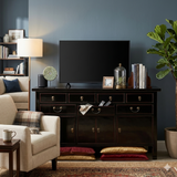 Handmade Solid Wood Black Sideboard with 7 Drawers – Oriental Style cs7507S