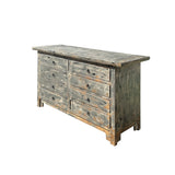 Distressed Gray Slope Side 8 Drawers Credenza Sideboard Console Cabinet ws4417S