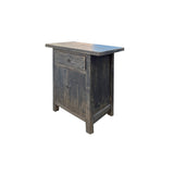 Distressed Rustic Black Rough Grain Wood Side Table Nightstand Cabinet ws4412S