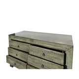 Distressed Light Gray Olive 6 Drawers Credenza Storage Sideboard Cabinet ws4456S