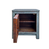 Oriental Distressed Medium Gray 1 Door End Table Nightstand Chest ws4423S