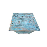 Distressed Aqua Turquoise Blue 4 Drawers End Table Nightstand ws4433S