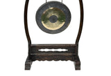 Chinese Distressed Brown Dragon Head Wood Figure Gong Display Rack ws4916S