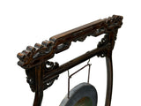 Chinese Distressed Brown Dragon Head Wood Figure Gong Display Rack ws4916S