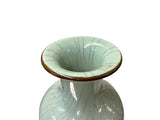 Off White Gray Glaze Crackle Lines Slim Round Porcelain Art Vase JK222S