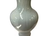 Off White Gray Glaze Crackle Lines Slim Round Porcelain Art Vase JK222S