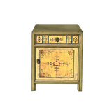Beige Base Floral Pattern Graphic Olive Body End Table Nightstand ws4568S