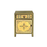 Beige Base Floral Pattern Graphic Olive Green Body End Table Nightstand ws4569S