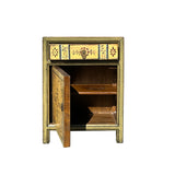 Beige Base Floral Pattern Graphic Olive Green Body End Table Nightstand ws4569S