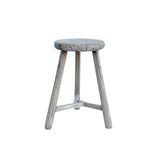 Rustic Raw Rough Wood Grain Round Top Tri-Legs Stool Side Table ws4570S