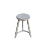 Rustic Raw Rough Wood Grain Round Top Tri-Legs Stool Side Table ws4570S