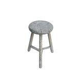 Rustic Raw Rough Wood Grain Round Top Tri-Legs Stool Side Table ws4570S