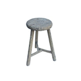 Rustic Raw Rough Wood Grain Round Top Tri-Legs Stool Side Table ws4570S