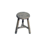 Rustic Raw Rough Wood Grain Round Top Tri-Legs Stool Side Table ws4571S