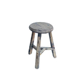 Rustic Raw Rough Wood Grain Round Top Tri-Legs Stool Side Table ws4571S