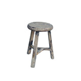 Rustic Raw Rough Wood Grain Round Top Tri-Legs Stool Side Table ws4571S
