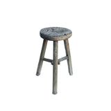 Rustic Raw Rough Wood Grain Round Top Tri-Legs Stool Side Table ws4572S