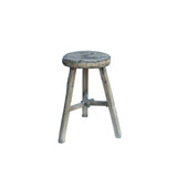 Rustic Raw Rough Wood Grain Round Top Tri-Legs Stool Side Table ws4572S