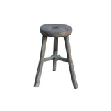 Rustic Raw Rough Wood Grain Round Top Tri-Legs Stool Side Table ws4573S