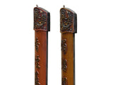 Pair Chinese Relief Characters Couplet Brick Red Golden Wood Panels cs6044S