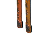Pair Chinese Relief Characters Couplet Brick Red Golden Wood Panels cs6044S