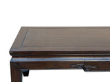 Oriental Dark Brown Natural Wood Drawers Rectangular Low Coffee Table GB623S
