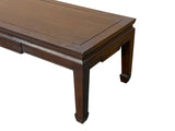 Oriental Dark Brown Natural Wood Drawers Rectangular Low Coffee Table GB623S