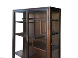 Vintage Dark Brown Oriental Treasure Glass Doors Display Curio Stack Cabinet GB611BS