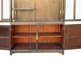 Vintage Dark Brown Oriental Treasure Glass Doors Display Curio Stack Cabinet GB611BS